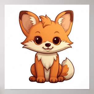 Affiche Illustration du renard de dessin