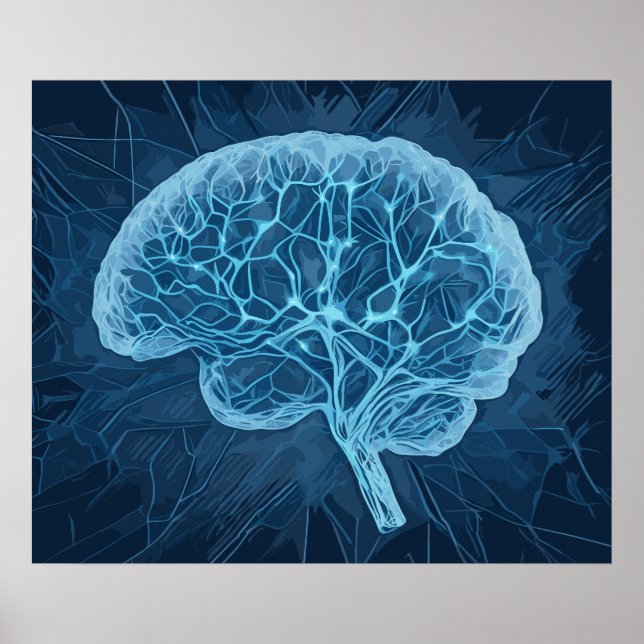 Affiche Illustration du réseau cérébral - Réseau neuronal (Devant)