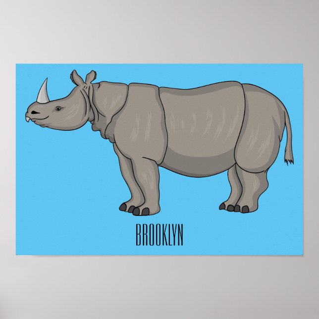 Affiche Illustration du rhinocéros de Javan (Devant)