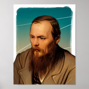 Affiche Illustration du romancier russe Fyodor Dostoïevski
