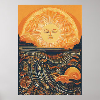 Affiche Illustration du soleil radiant