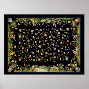 Affiche Illustration du tapis de table floral antique