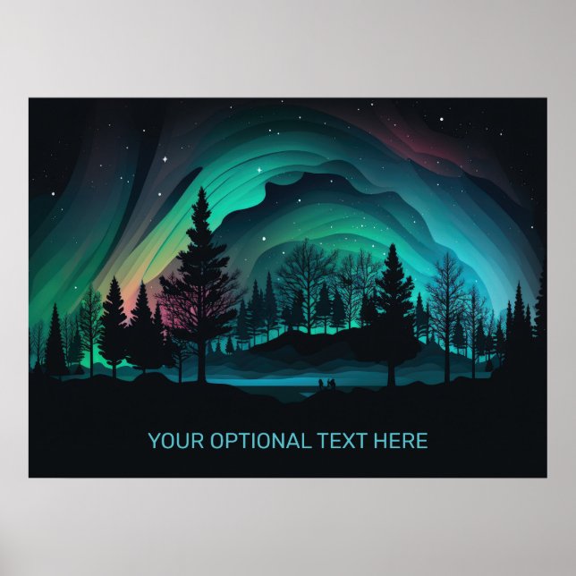 Affiche Illustration du texte personnalisé Aurora Borealis (Devant)