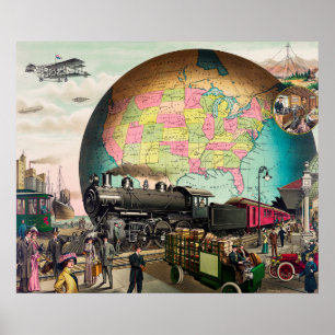 Affiche Illustration du transport vintage