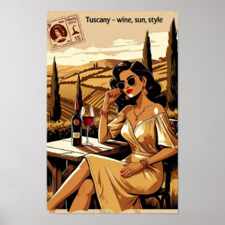 Affiche Illustration du vignoble toscan - élégant