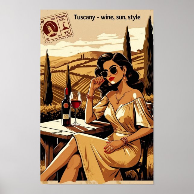 Affiche Illustration du vignoble toscan - élégant (Devant)
