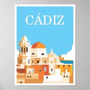 Affiche Illustration du Vintage voyage artistique Cadiz Es