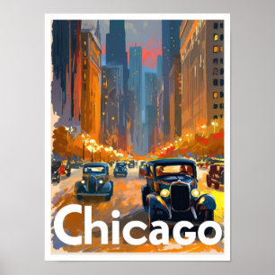 Affiche Illustration du Vintage voyage artistique Chicago