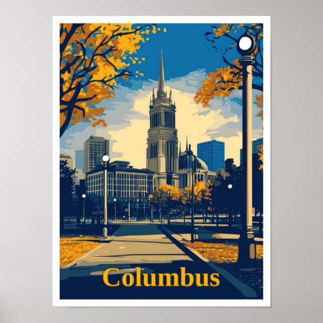 Affiche Illustration du Vintage voyage artistique Columbus (Devant)