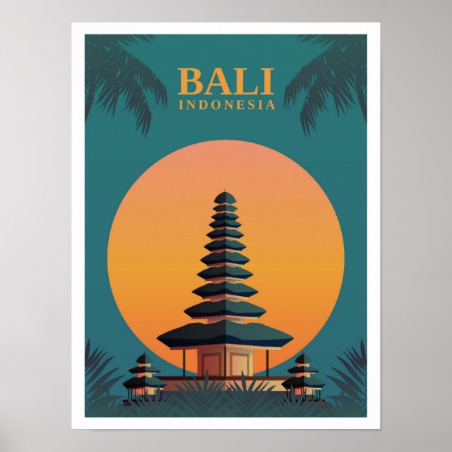 Affiche Illustration du Vintage voyage artistique de Bali  (Devant)