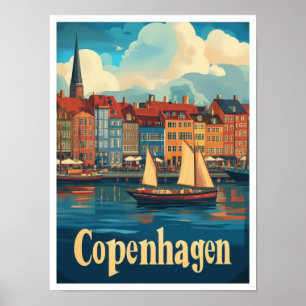 Affiche Illustration du Vintage voyage artistique de Copen