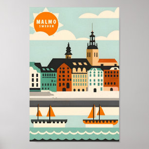 Affiche Illustration du Vintage voyage artistique de Malmo
