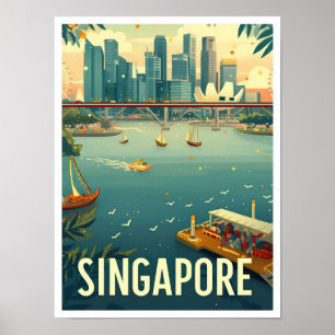 Affiche Illustration du Vintage voyage artistique de Singa