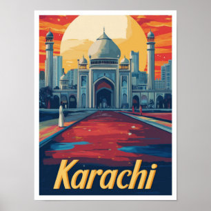Affiche Illustration du Vintage voyage artistique Karachi