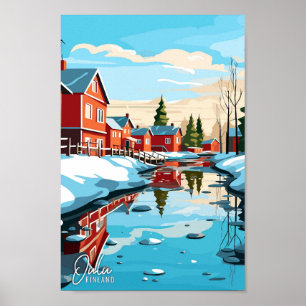 Affiche Illustration du Vintage voyage artistique Oulu Fin
