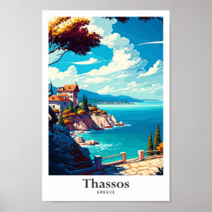 Affiche Illustration du Vintage voyage artistique Thassos 