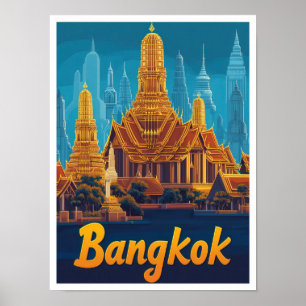 Affiche Illustration du Vintage voyage Bangkok Thaïlande