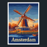 Affiche Illustration du Vintage voyage d'Amsterdam Pays-Ba<br><div class="desc">Amsterdam Pays-Bas Art Vintage illustration du lieu de voyage</div>