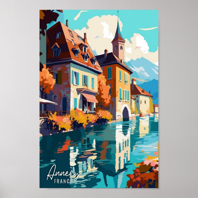 Affiche Illustration du Vintage voyage d'art d'Annecy Fran (Devant)
