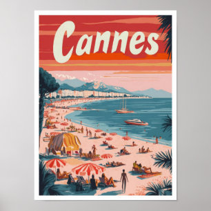Affiche Illustration du Vintage voyage d'art de Cannes Fra