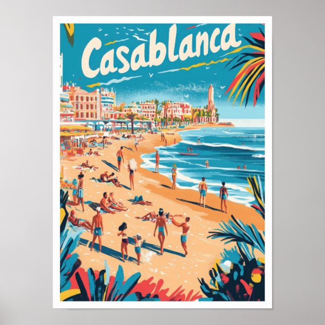 Affiche Illustration du Vintage voyage d'art de Casablanca (Devant)