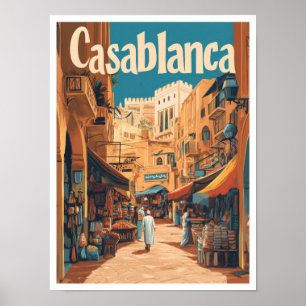Affiche Illustration du Vintage voyage d'art de Casablanca