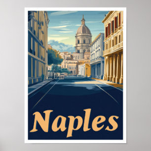 Affiche Illustration du Vintage voyage d'art de Naples Ita