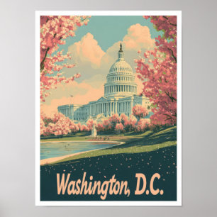 Affiche Illustration du Vintage voyage d'art de Washington