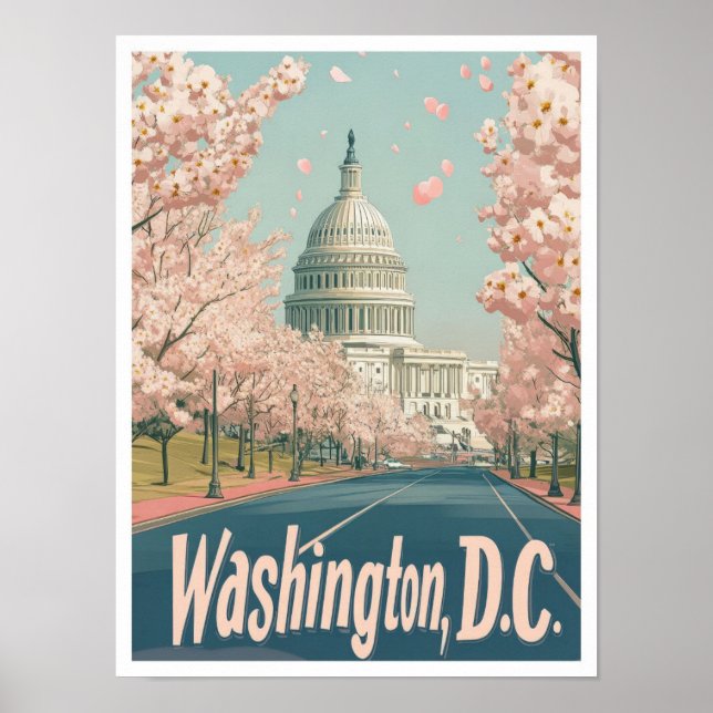 Affiche Illustration du Vintage voyage d'art de Washington (Devant)