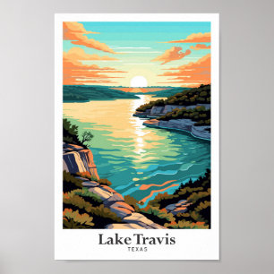 Affiche Illustration du Vintage voyage d'art du lac Travis