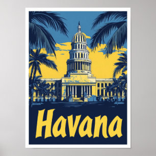 Affiche Illustration du Vintage voyage d'art Havana Cuba