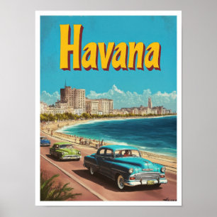 Affiche Illustration du Vintage voyage d'art Havana Cuba
