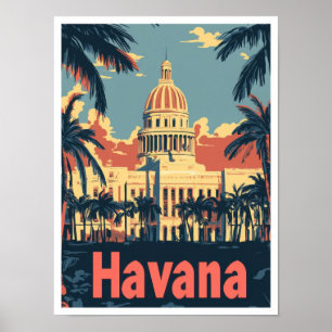 Affiche Illustration du Vintage voyage d'art Havana Cuba
