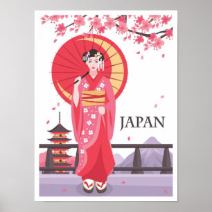 Affiche Illustration du Vintage voyage d'art japonais