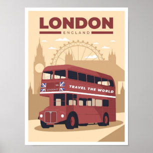 Affiche Illustration du Vintage voyage d'art Londres Angle