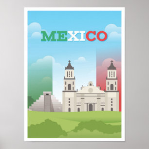 Affiche Illustration du Vintage voyage d'art mexicain