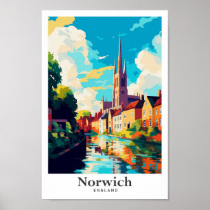 Affiche Illustration du Vintage voyage d'art Norwich Engla