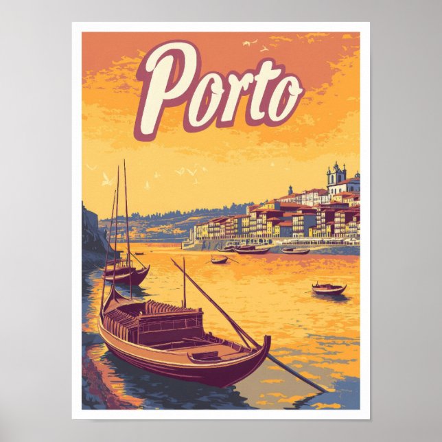 Affiche Illustration du Vintage voyage d'art Porto Portuga (Devant)