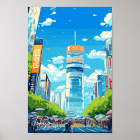 Illustration du Vintage voyage d'art Tokyo Japon