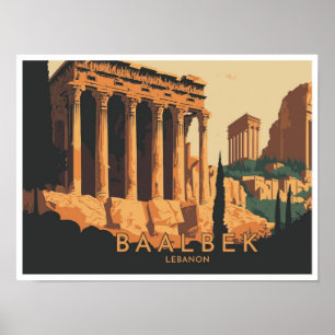 Affiche Illustration du Vintage voyage de Baalbek Lebanon