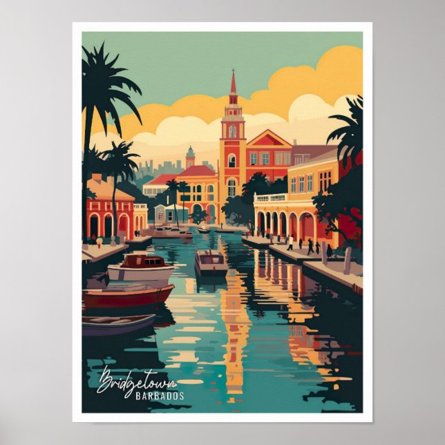 Affiche Illustration du Vintage voyage de Bridgetown Barba (Devant)