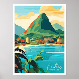 Affiche Illustration du Vintage voyage de Castries Sainte-