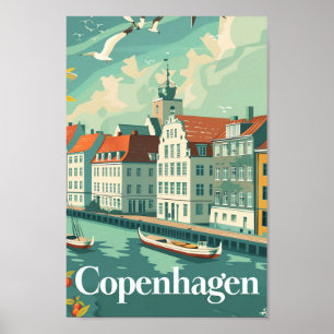 Affiche Illustration du Vintage voyage de Copenhague Danem
