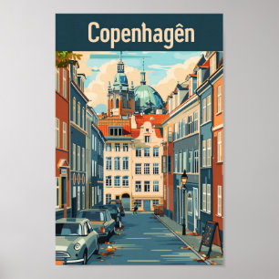 Affiche Illustration du Vintage voyage de Copenhague Danem