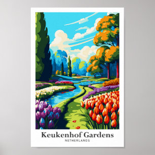 Affiche Illustration du Vintage voyage de Keukenhof Pays-B
