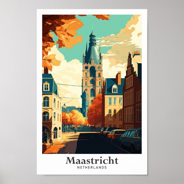 Affiche Illustration du Vintage voyage de Maastricht Pays- (Devant)