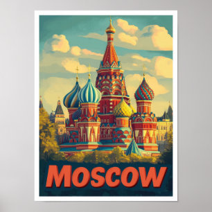 Affiche Illustration du Vintage voyage de Moscou Russie
