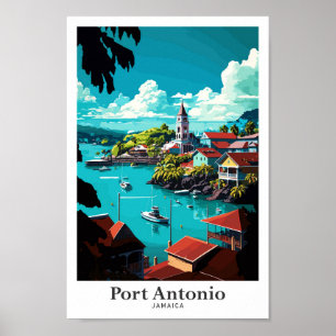 Affiche Illustration du Vintage voyage de Port Antonio Jam