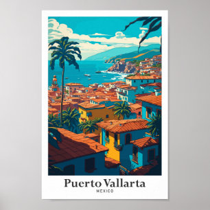 Affiche Illustration du Vintage voyage de Puerto Vallarta