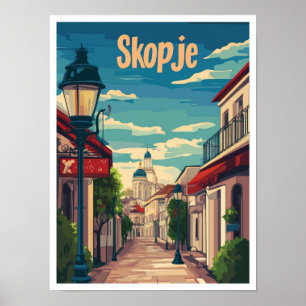 Affiche Illustration du Vintage voyage de Skopje Nord-Make
